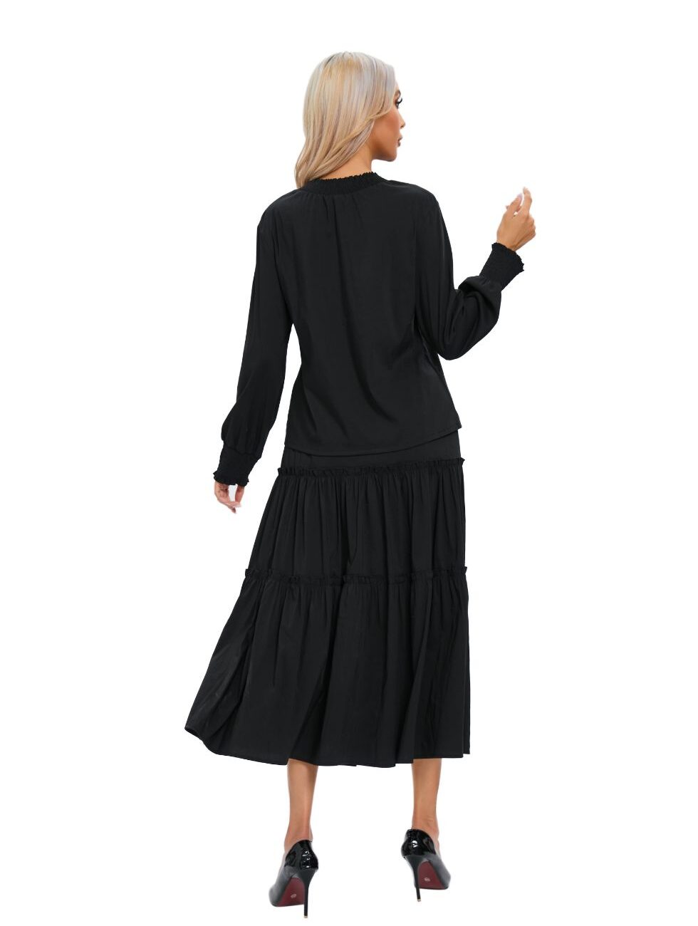 Tiered Skirt Midi Set Black - Image 2