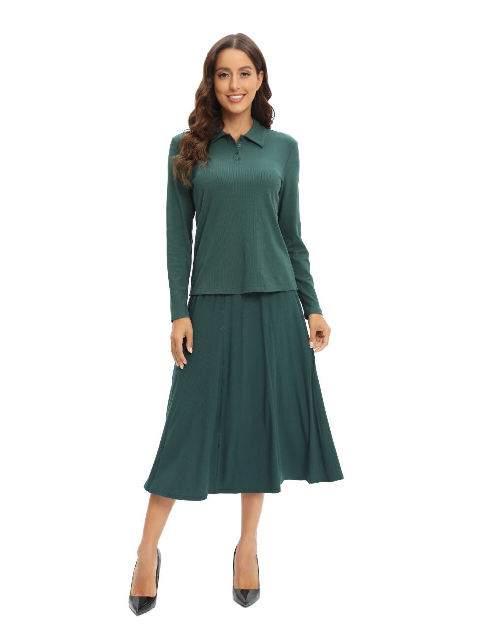 Green Jersey Polo Shirt and Matching Skirt Set - Image 4