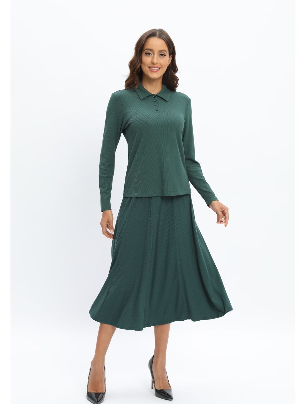 Green Jersey Polo Shirt and Matching Skirt Set - Image 8